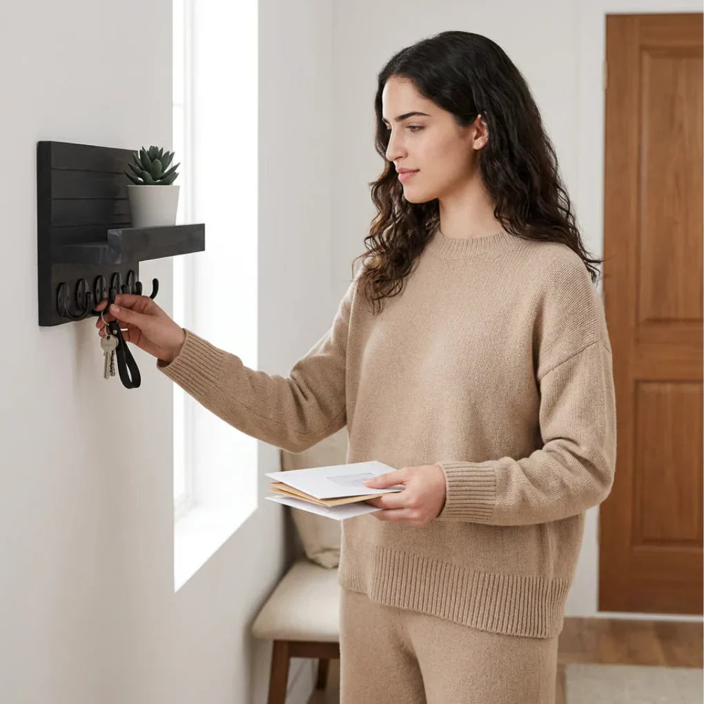 Wall Key Mail Holder With Shelf