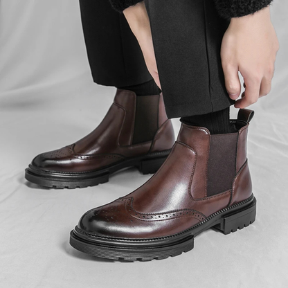 Men's Leather Chelsea Boots Anti Slip Sole Brown