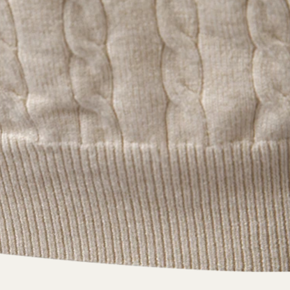 Men's Cotton Polo Sweater Soft Knit Casual Beige