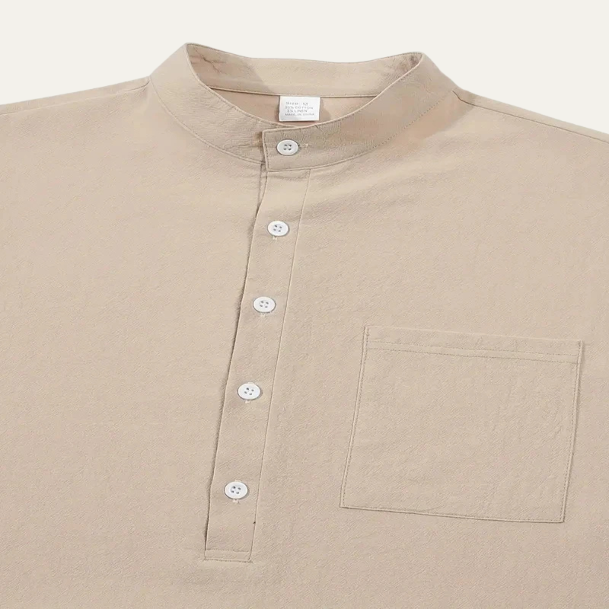 Men's Linen Polo Pants Set Lightweight Casual Beige