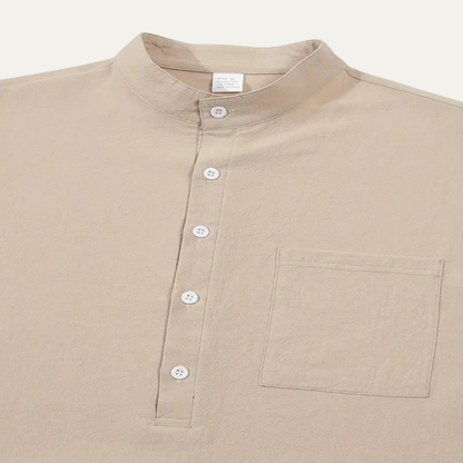 Men's Linen Polo Pants Set Lightweight Casual Beige