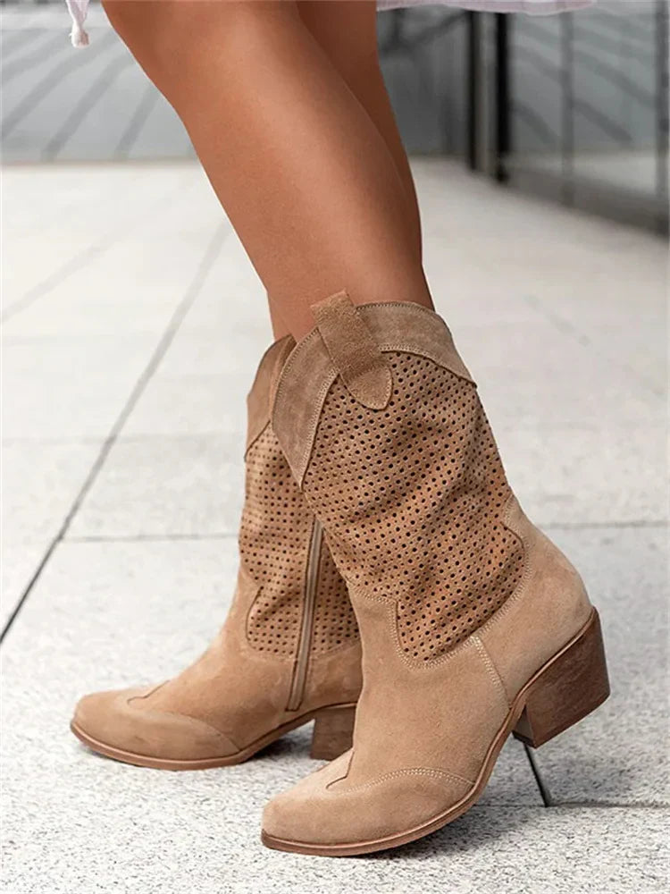 Men's Cowboy Boots Mid Calf Low Heel