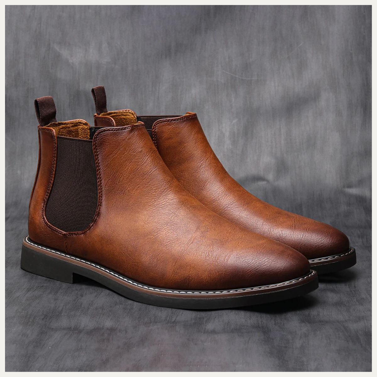Men's Chelsea Boots Ankle Slip On Leather Brown