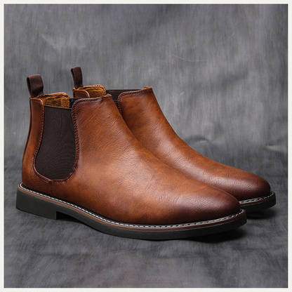 Men's Chelsea Boots Ankle Slip On Leather Brown