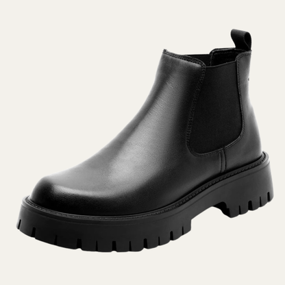 Men's Leather Chelsea Boots Platform Ankle Black