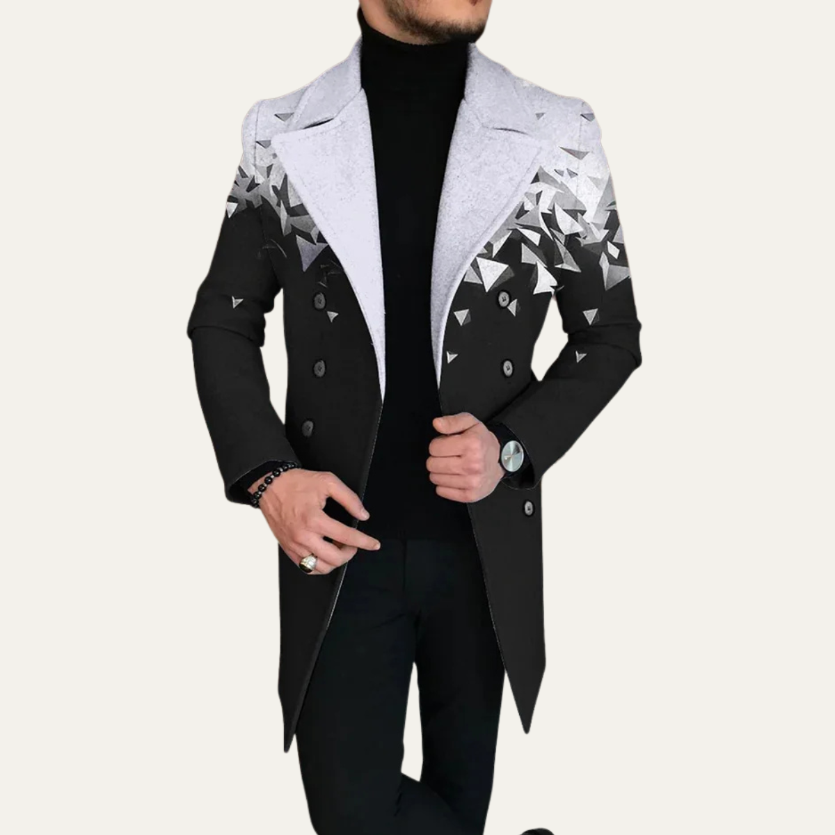 Men's Wool Blend Long Winter Jacket Red