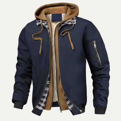 Men's Fleece Lined Hooded Bomber Jacket