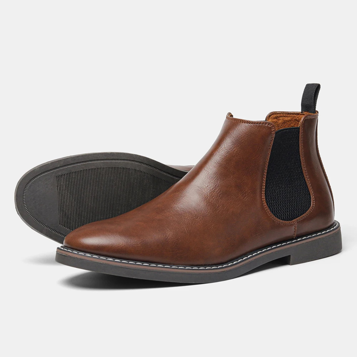 Men's Chelsea Boots Ankle Slip On Leather Brown