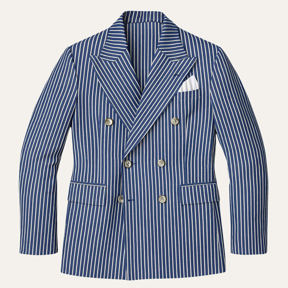 Men's Striped Double Breasted Blazer Suit - VibreMode