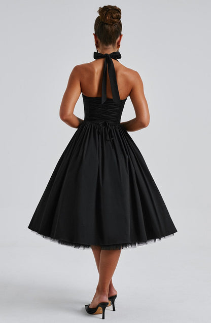 Elegant Ladies Halter Neck Midi Dress