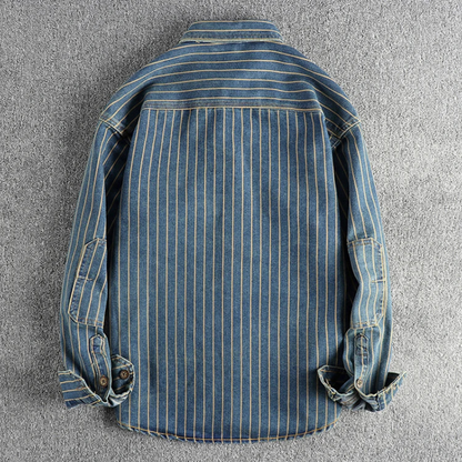 Men's Vintage Striped Cotton Shirt