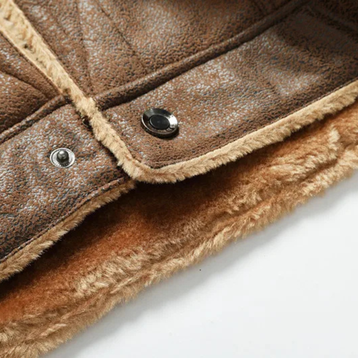 Men's Leather Sherpa Jacket Warm Casual