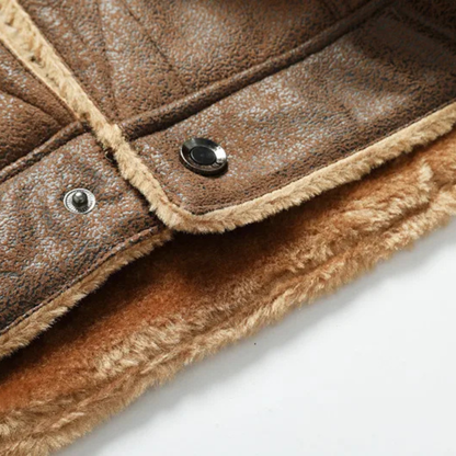 Men's Leather Sherpa Jacket Warm Casual
