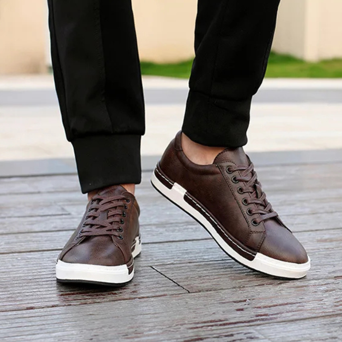 Men's Classic Lace Up Shoes Leather Brown