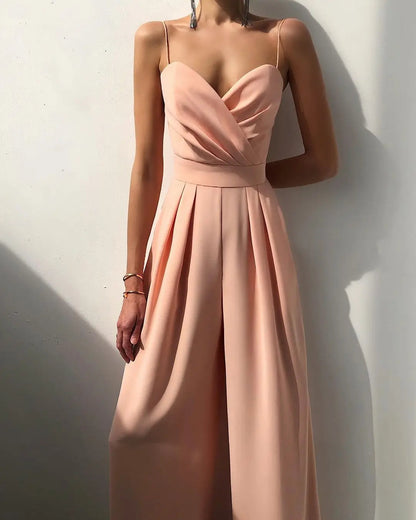Women's Sleeveless Jumpsuit High Waist Wide Leg