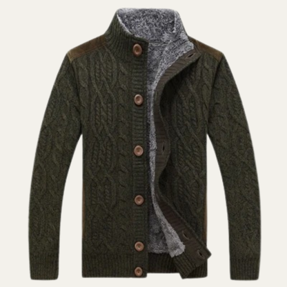 Maplewood Men's Wool Cardigan Fleece Lined Winter