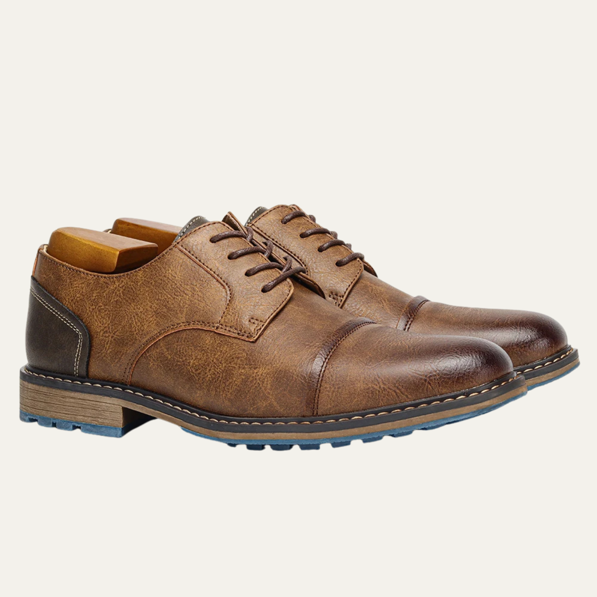 Men's Leather Oxford Shoes Lace Up Brown