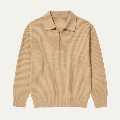 Men's Warm Waffle Knit Half Zip Sweater - VibreMode