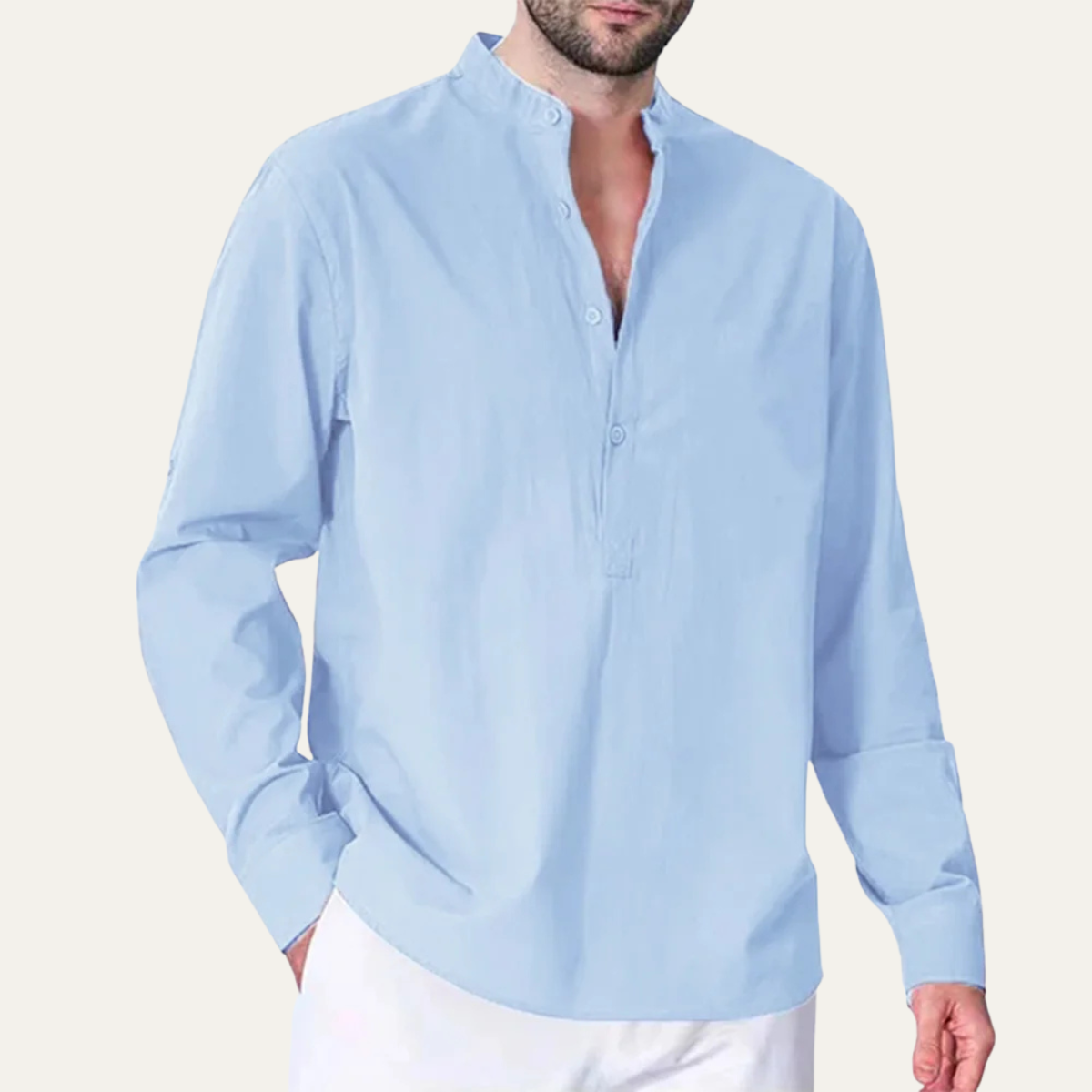 Men's Cotton Linen Shirt Mandarin Collar