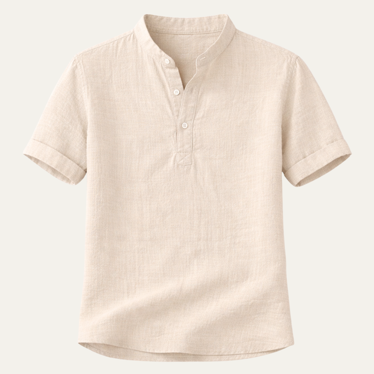 Mens Linen Button Up Shirt Lightweight Beige - VibreMode