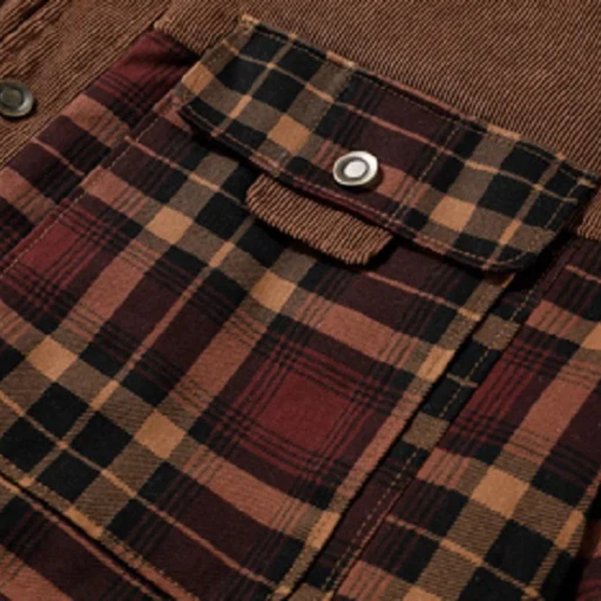 Men's Plaid Flannel Jacket Multi Pocket