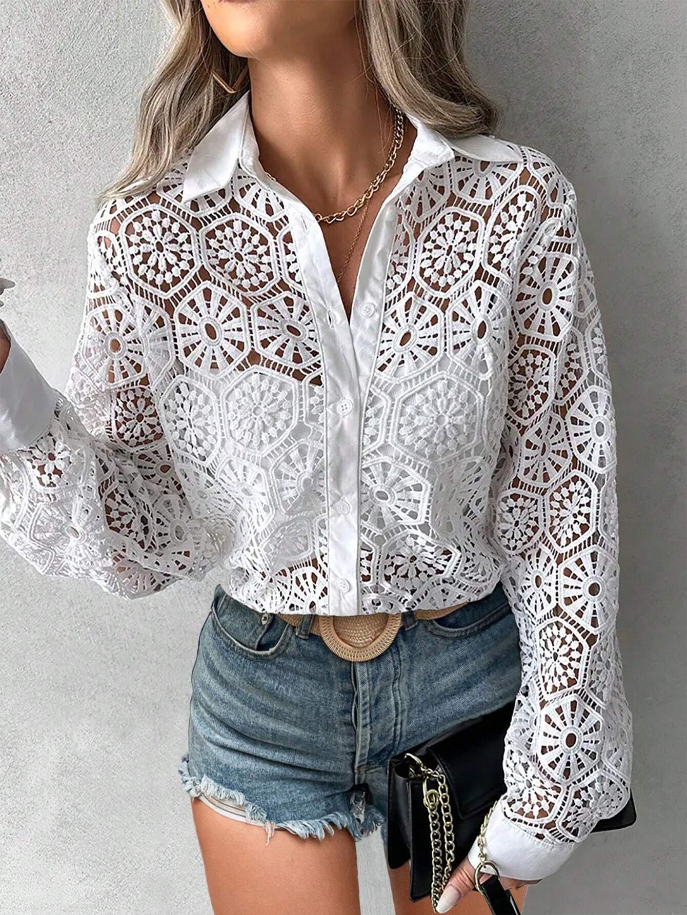 Delicate Mesh Women's Long Top