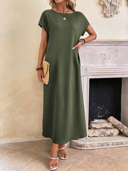 Relaxed Fit Bell Sleeve Tunic Dress