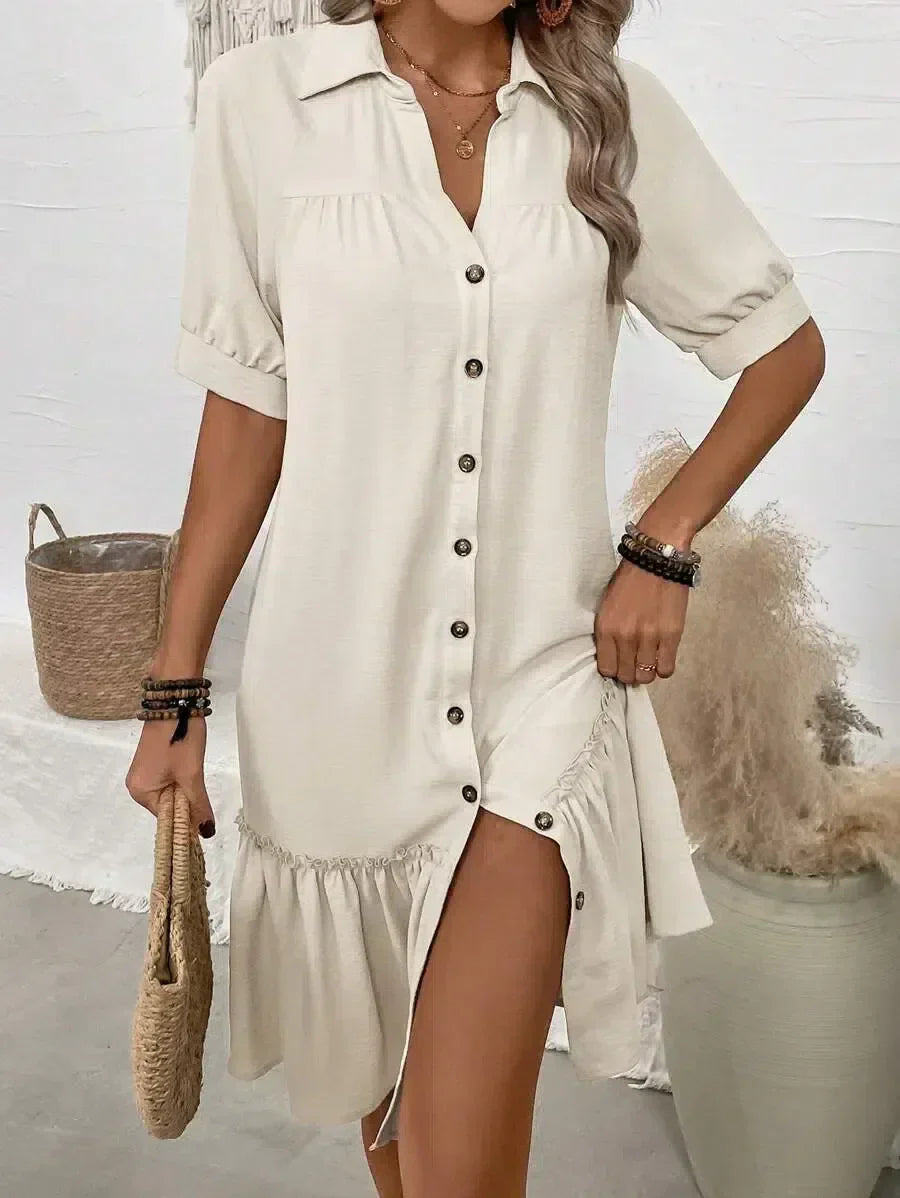 Women's Down Ruffle Dress Elegant Black