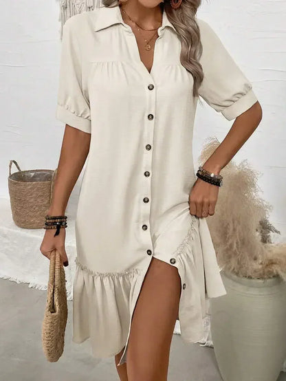 Women's Down Ruffle Dress Elegant Black