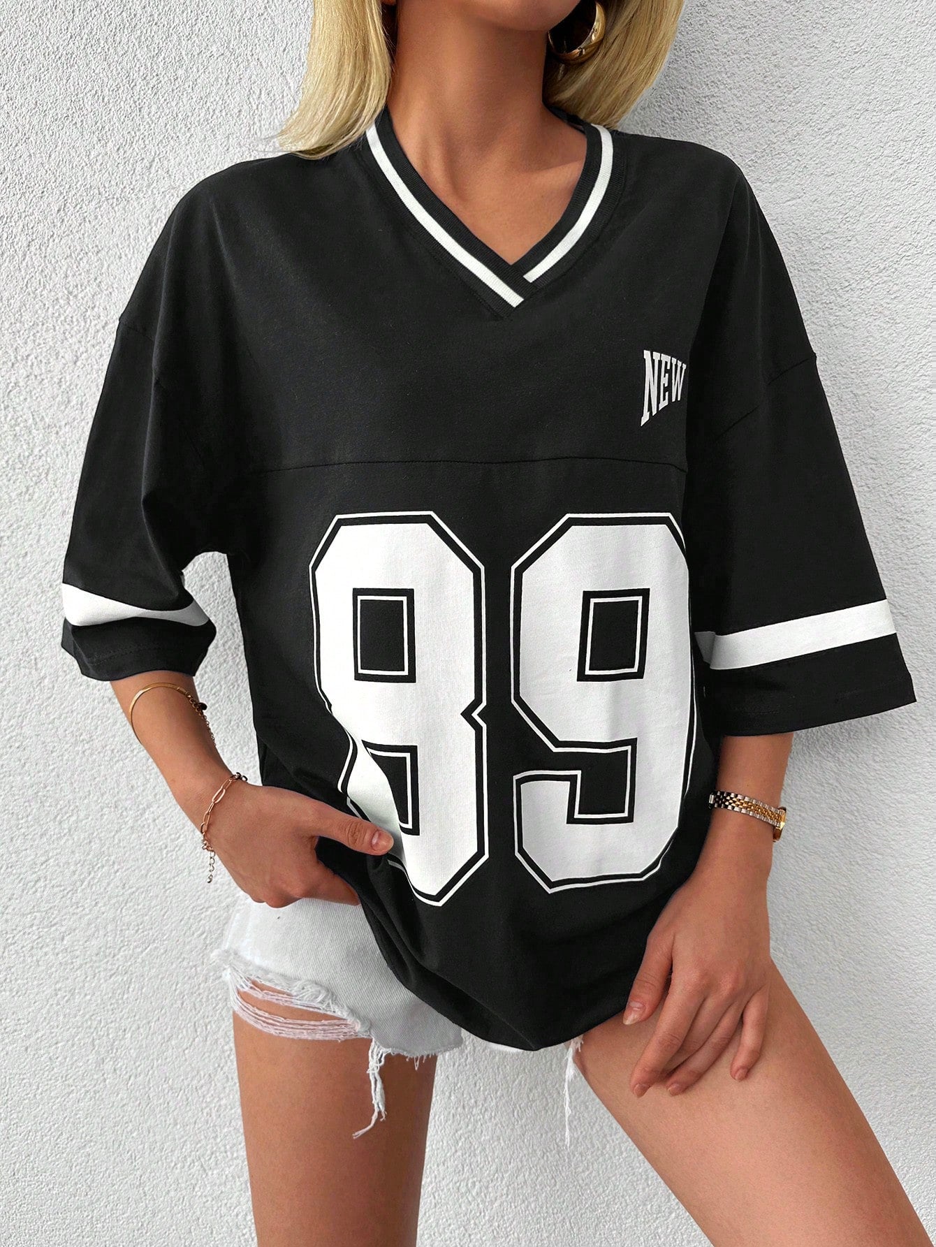 Women's Oversized Casual Baseball Shirt - VibreMode