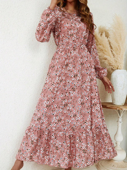 Bohemian Floral Long Sleeve Maxi Dress for Women