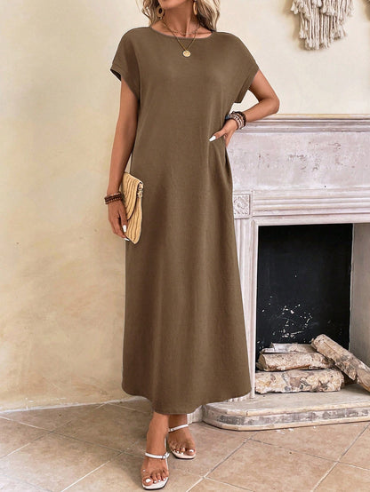 Relaxed Fit Bell Sleeve Tunic Dress