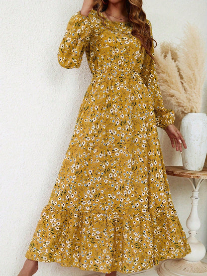 Bohemian Floral Long Sleeve Maxi Dress for Women