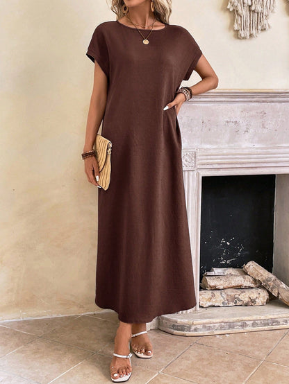 Relaxed Fit Bell Sleeve Tunic Dress