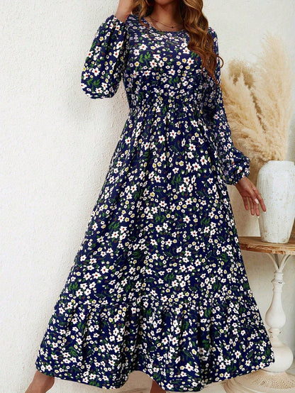 Bohemian Floral Long Sleeve Maxi Dress for Women