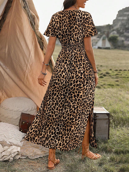 Animal Print High Slit Maxi Dress