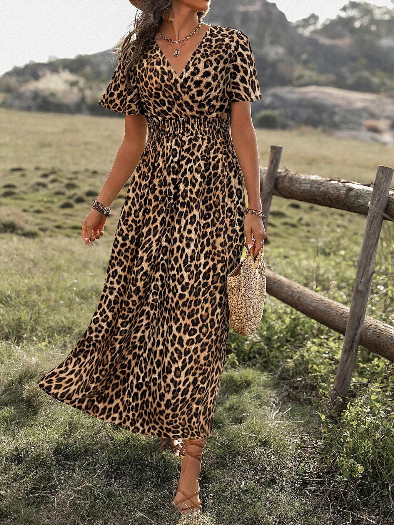Animal Print High Slit Maxi Dress
