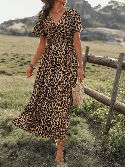 Animal Print High Slit Maxi Dress