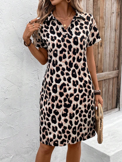 Animal Print Relaxed Fit Swing Dress - VibreMode
