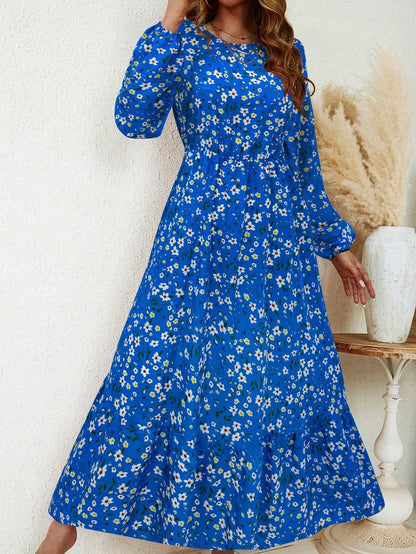 Bohemian Floral Long Sleeve Maxi Dress for Women