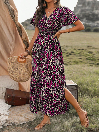 Animal Print High Slit Maxi Dress