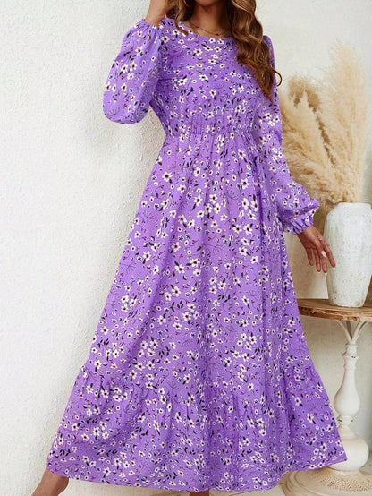 Bohemian Floral Long Sleeve Maxi Dress for Women
