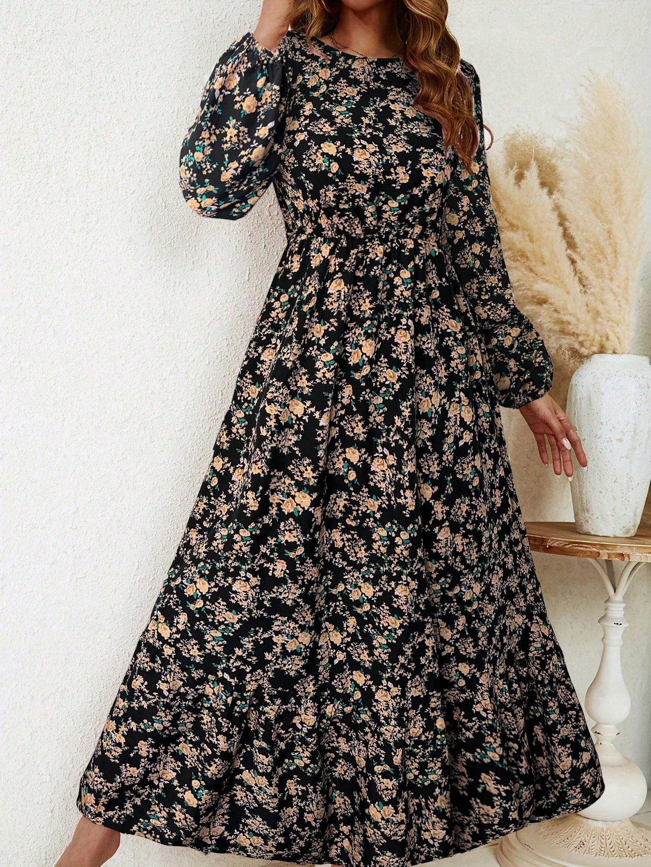 Bohemian Floral Long Sleeve Maxi Dress for Women - VibreMode
