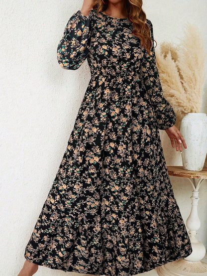 Bohemian Floral Long Sleeve Maxi Dress for Women - VibreMode
