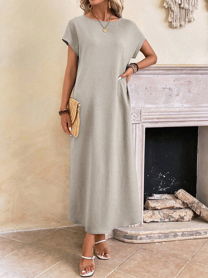 Relaxed Fit Bell Sleeve Tunic Dress