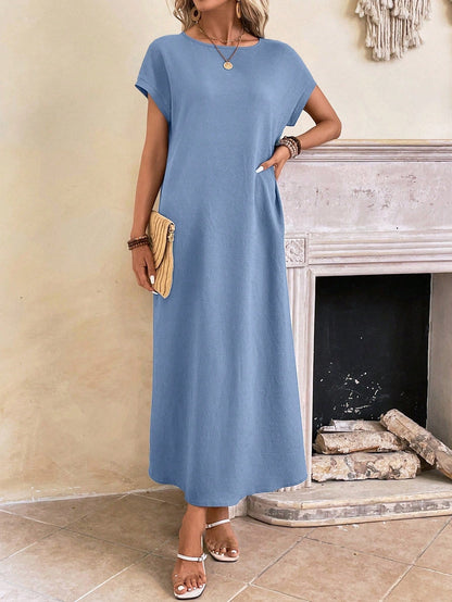 Relaxed Fit Bell Sleeve Tunic Dress