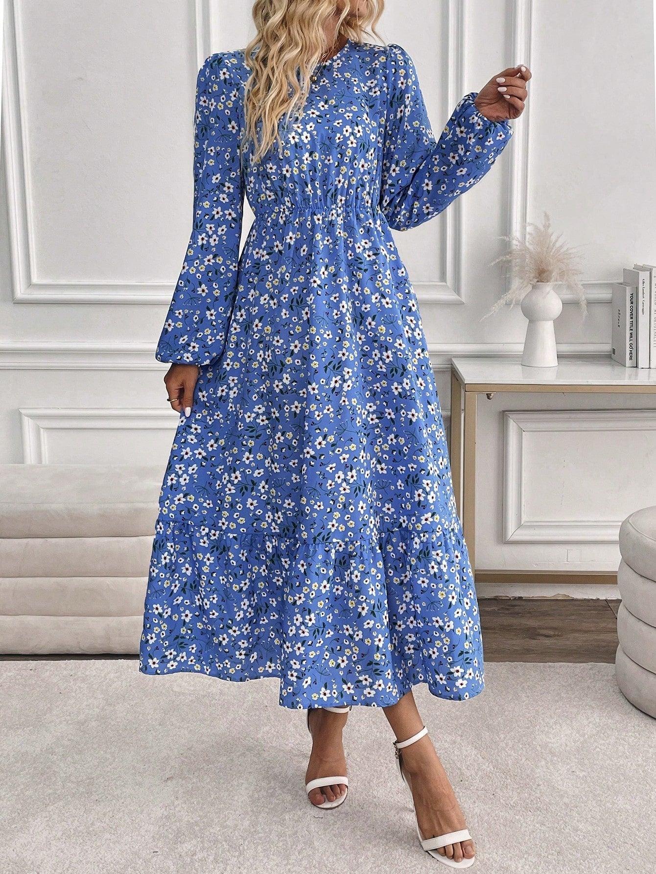 Bohemian Floral Long Sleeve Maxi Dress for Women