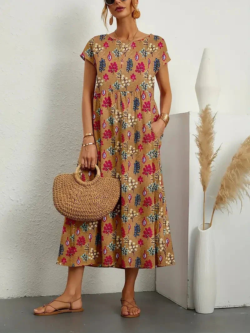 Casual Floral Knee Length Dress