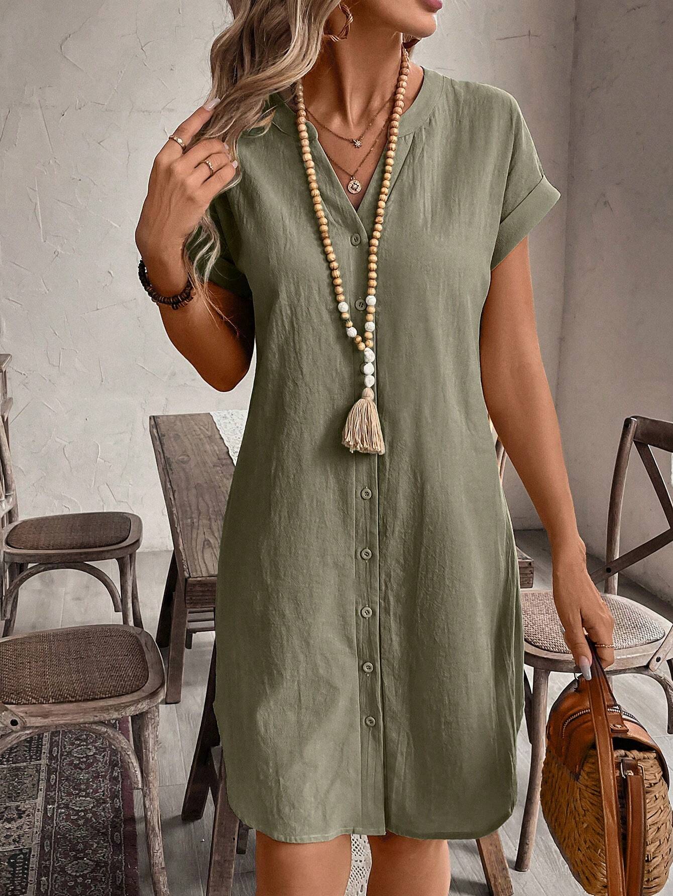 Easy Wear V Neck Summer Mini Dress - VibreMode