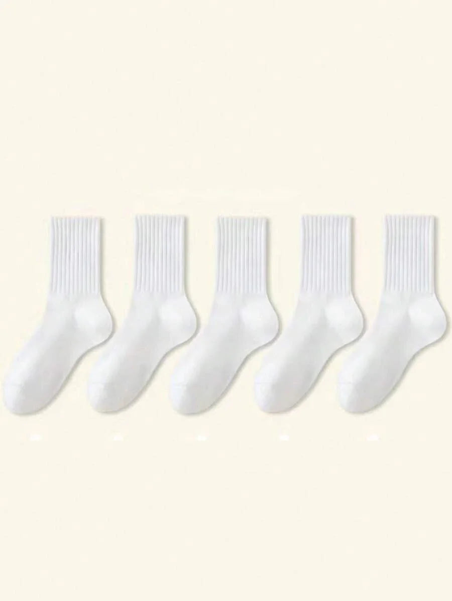 Women's Crew Socks Ribbed Ruffled Edge
